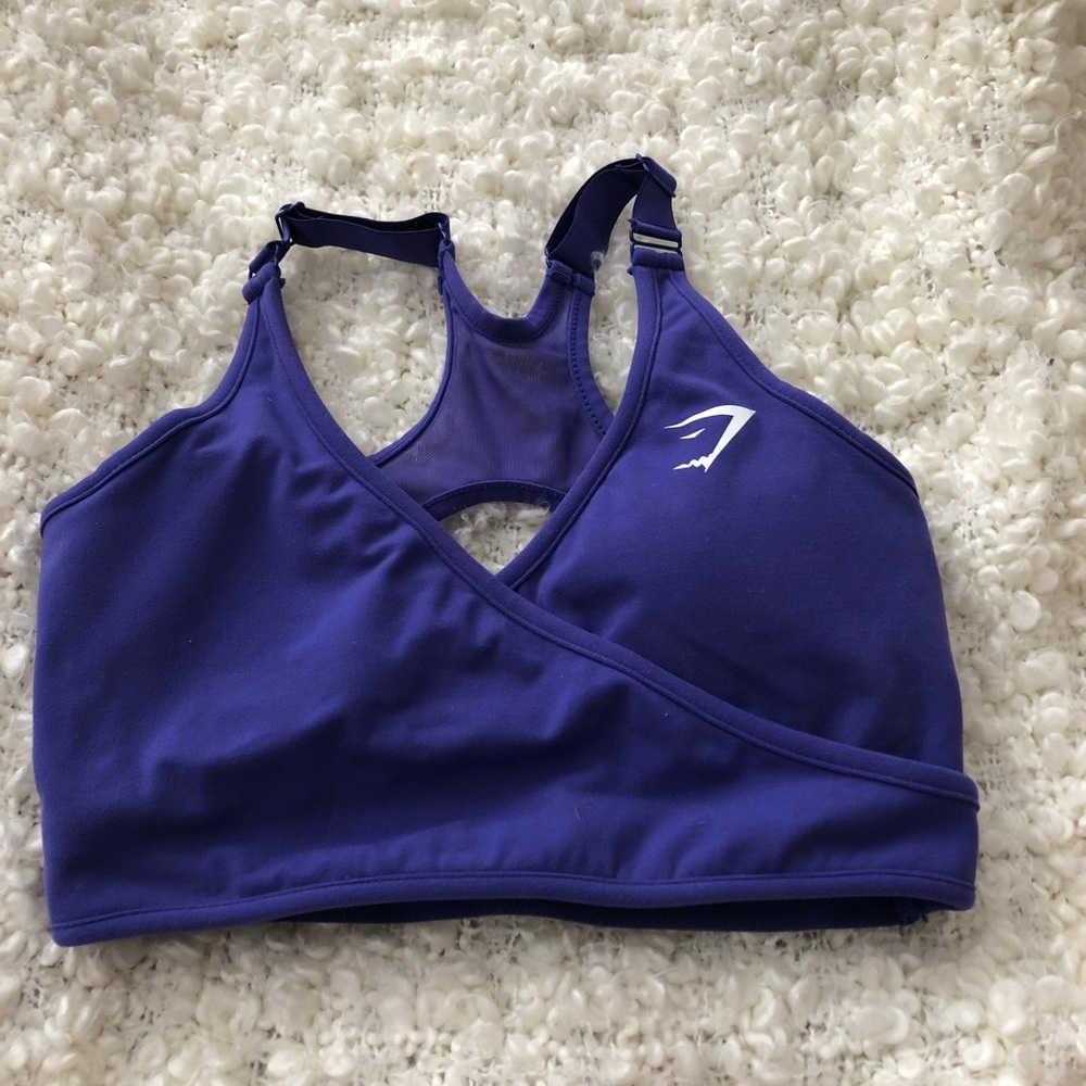 GYMSHARK purple cross sports bra!